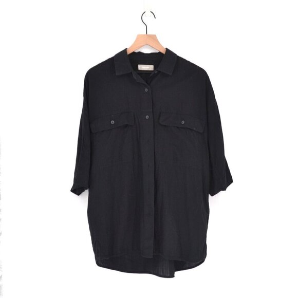 Everlane Tops - Everlane The Cotton Tourist Shirt Button Down Kimono Sleeve Hi Lo Hem Black S
